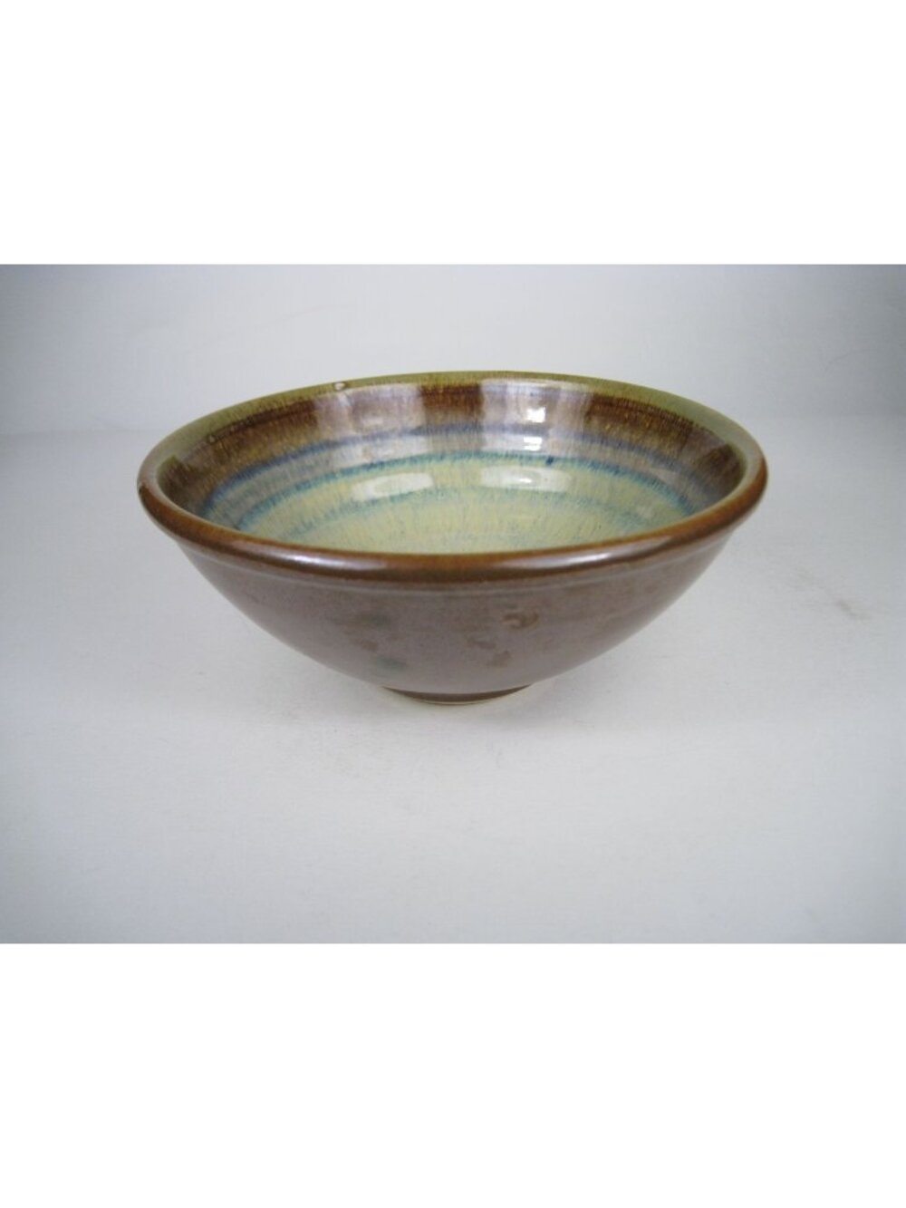 Handmade Glazed Stoneware Lichen Bowl Studio Pottery Aritsan Signed Rustic